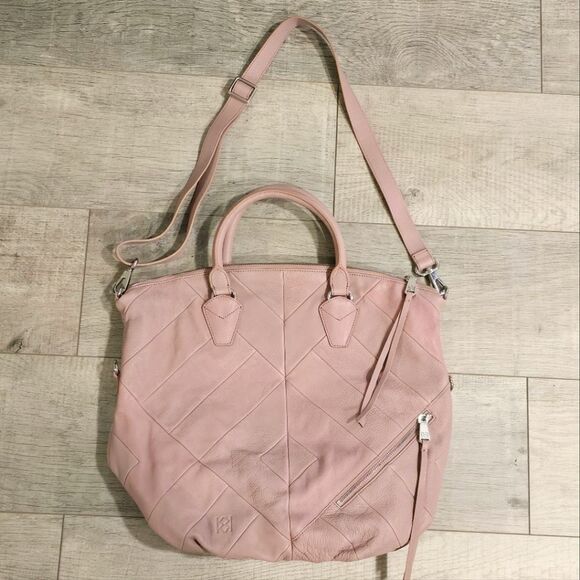 Christopher Kon Patchwork Leather Shoulder Bag Tote in Blush Pink - Picture 1 of 8